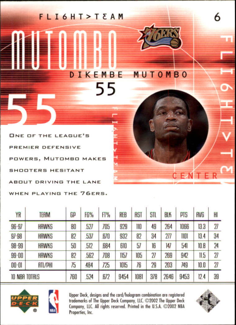 2001/2002 Flight Team (Upper Deck) Basketball - Picture 13 of 246