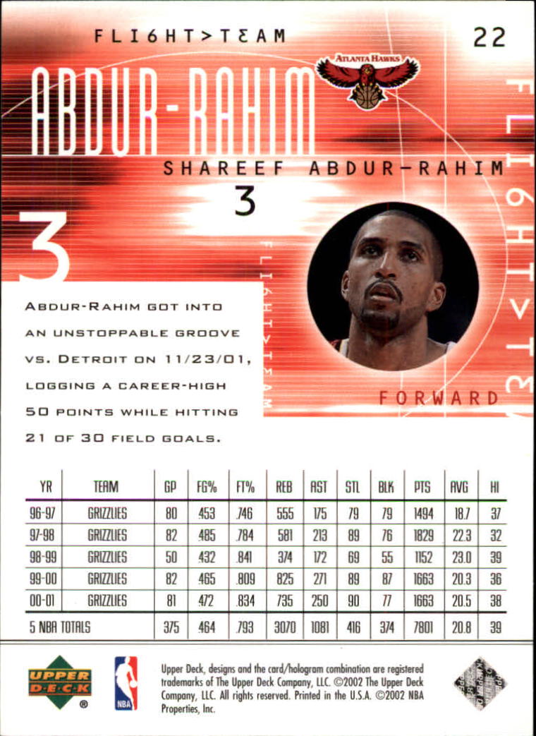 2001/2002 Flight Team (Upper Deck) Basketball - Picture 45 of 246