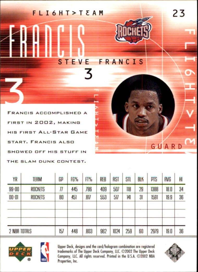 2001/2002 Flight Team (Upper Deck) Basketball - Picture 47 of 246
