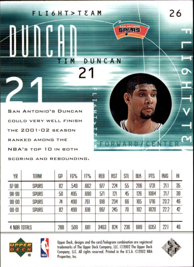 2001/2002 Flight Team (Upper Deck) Basketball - Picture 53 of 246