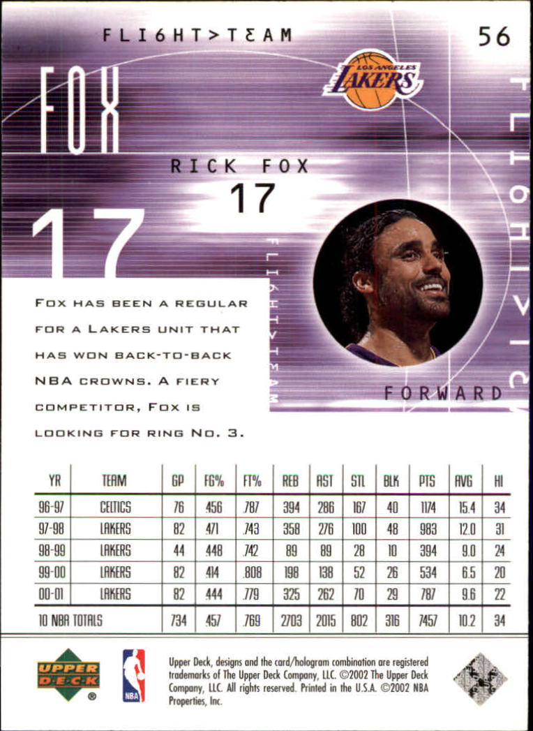 2001/2002 Flight Team (Upper Deck) Basketball - Picture 111 of 246