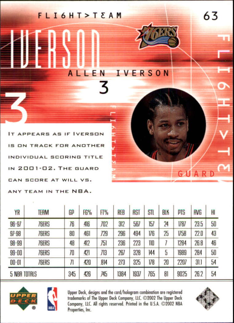 2001/2002 Flight Team (Upper Deck) Basketball - Picture 125 of 246
