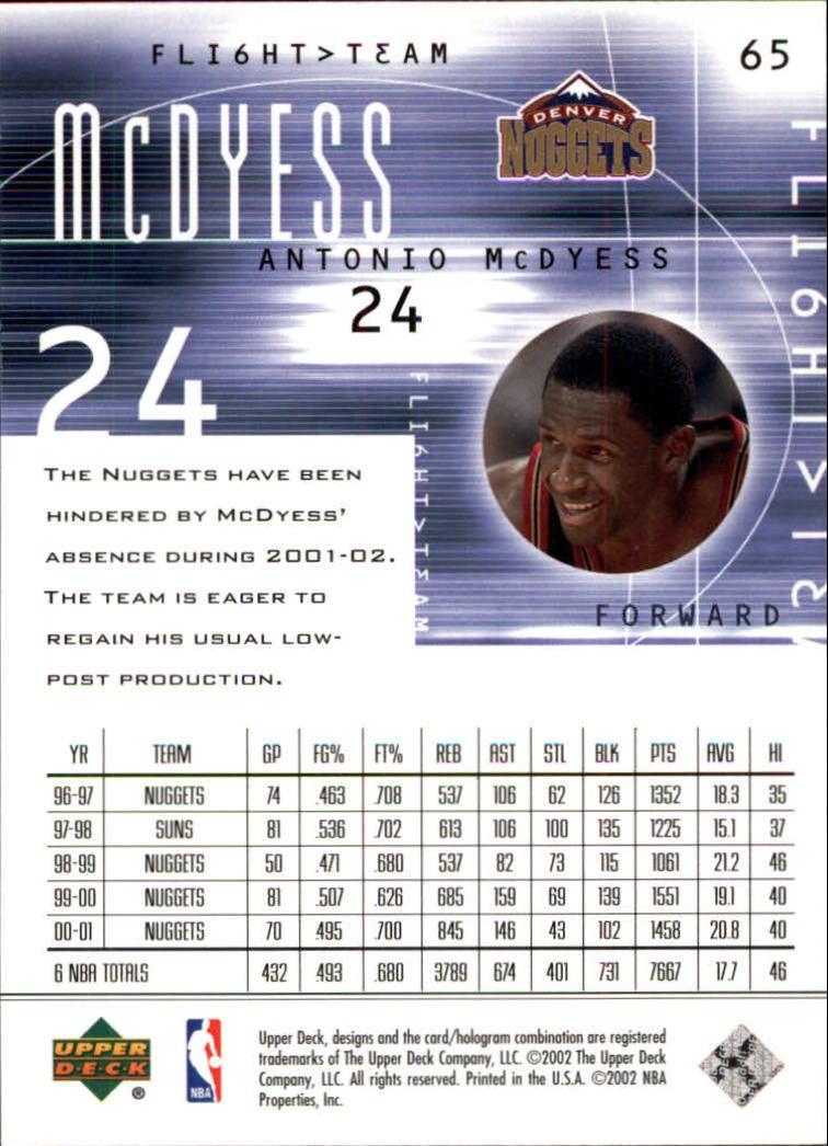 2001/2002 Flight Team (Upper Deck) Basketball - Picture 129 of 246