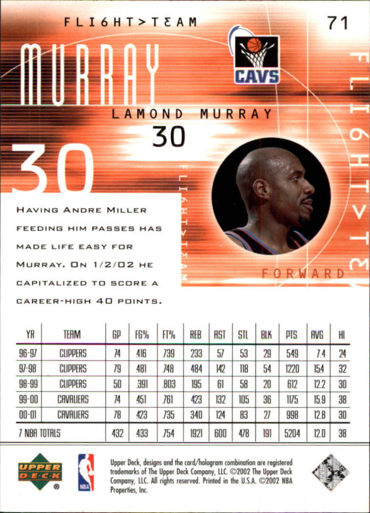 2001/2002 Flight Team (Upper Deck) Basketball - Picture 141 of 246