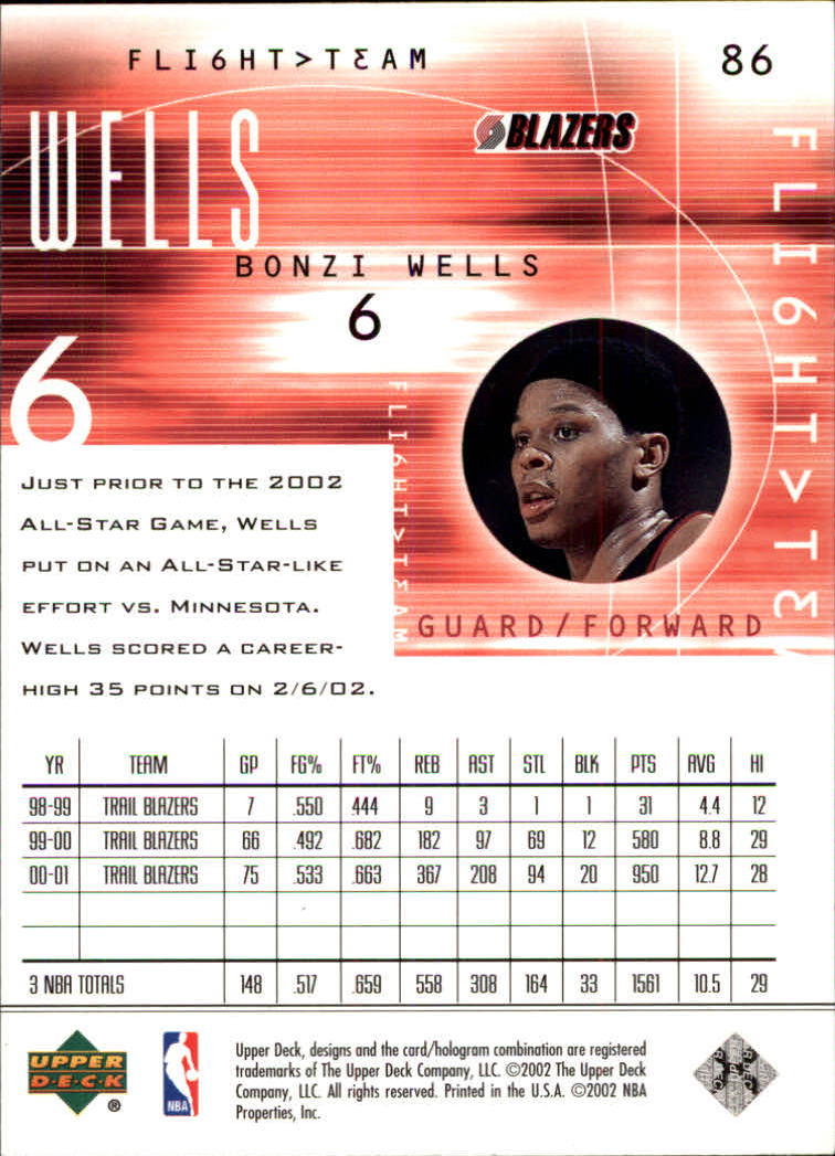 2001/2002 Flight Team (Upper Deck) Basketball - Picture 167 of 246