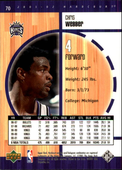 2001/2002 Hardcourt (Upper Deck) Basketball - Picture 43 of 161