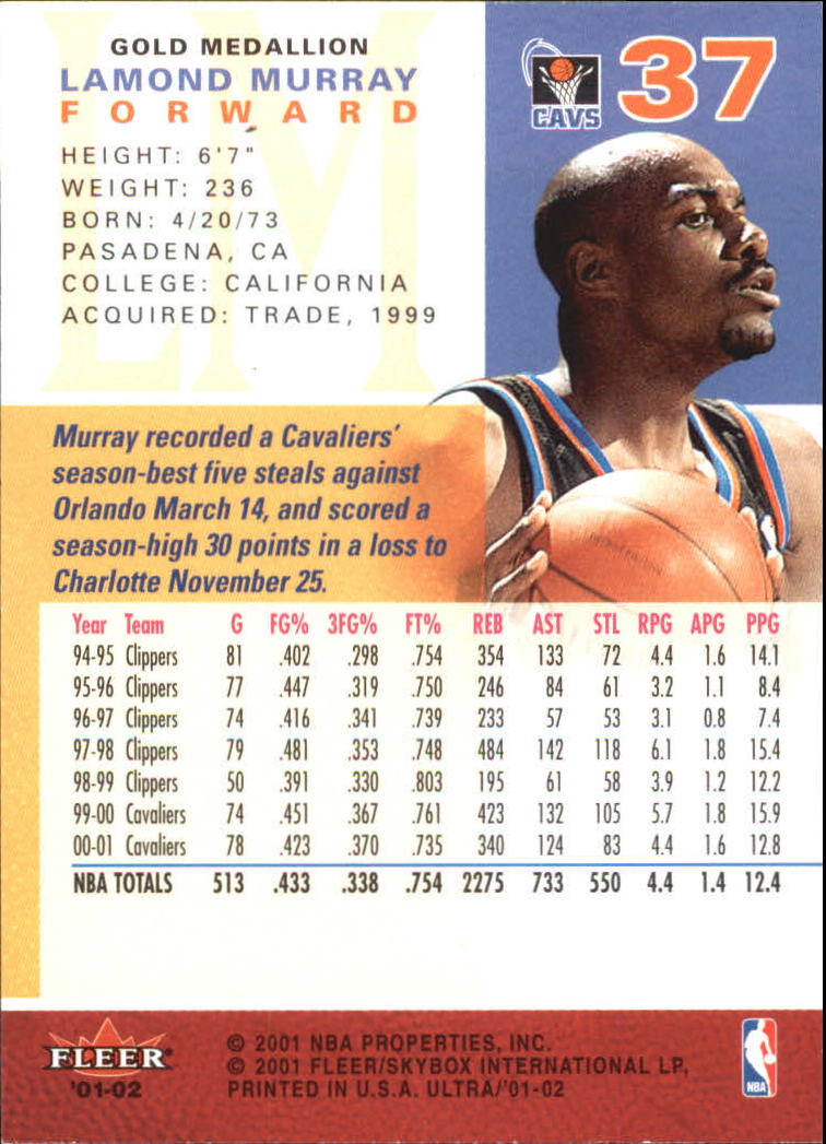 2001-02 Ultra Basketball Gold Medallion Parallel Singles - You Choose - Picture 32 of 151