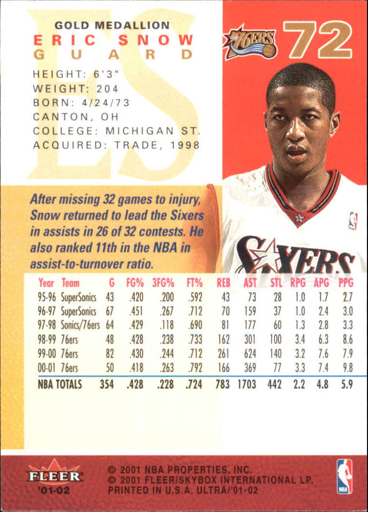 2001-02 Ultra Basketball Gold Medallion Parallel Singles - You Choose - Picture 73 of 151