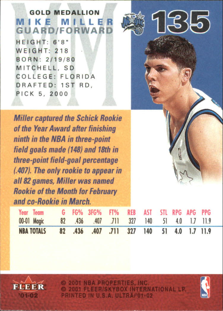 2001-02 Ultra Basketball Gold Medallion Parallel Singles - You Choose - Picture 133 of 151