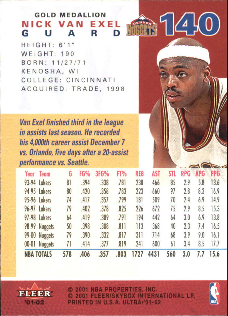 2001-02 Ultra Basketball Gold Medallion Parallel Singles - You Choose - Picture 143 of 151
