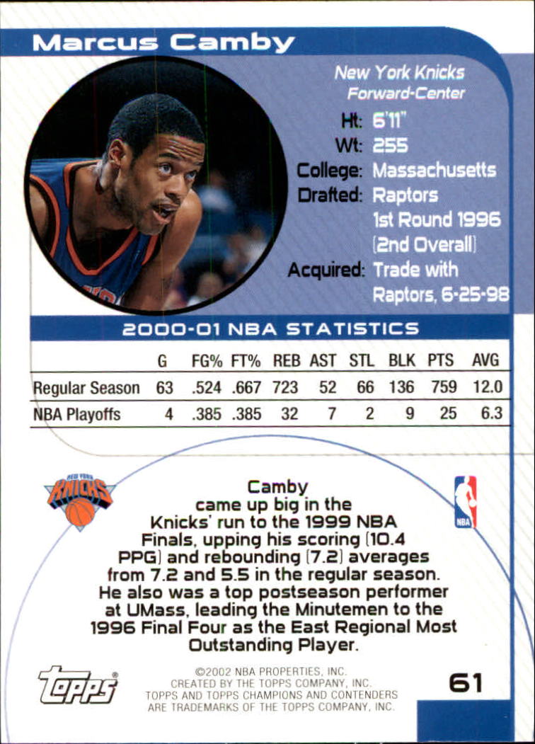 2001/2002 TCC (Topps) Basketball - Picture 81 of 208