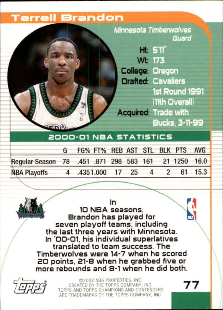 2001/2002 TCC (Topps) Basketball - Picture 103 of 208
