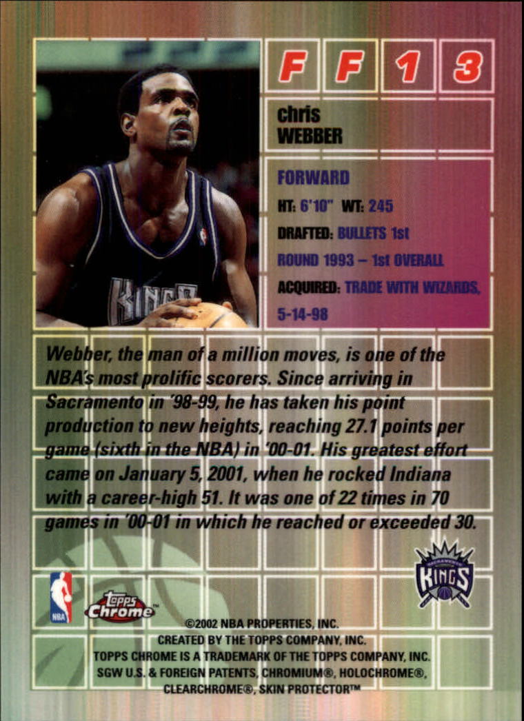 2001/2002 Topps Chrome Basketball Part 3 Insert Cards | eBay
