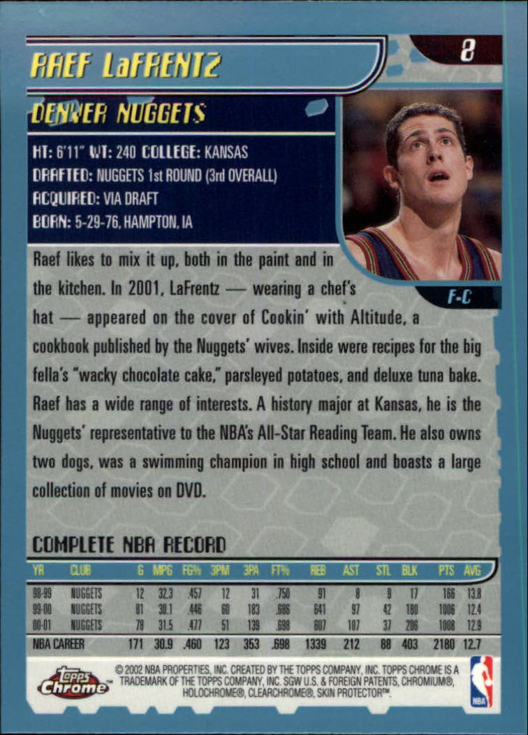 2001-02 Topps Chrome Basketball Card Pick - Picture 13 of 293