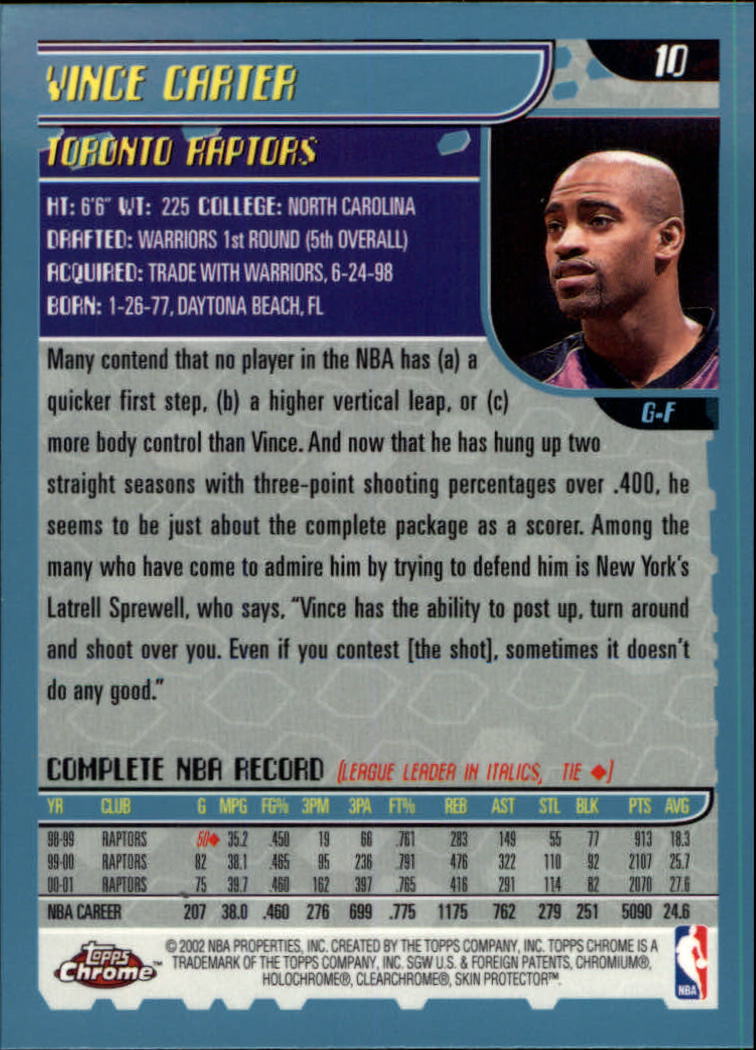 2001/2002 Topps Chrome Basketball Part 1 Main Set Cards - Picture 21 of 321
