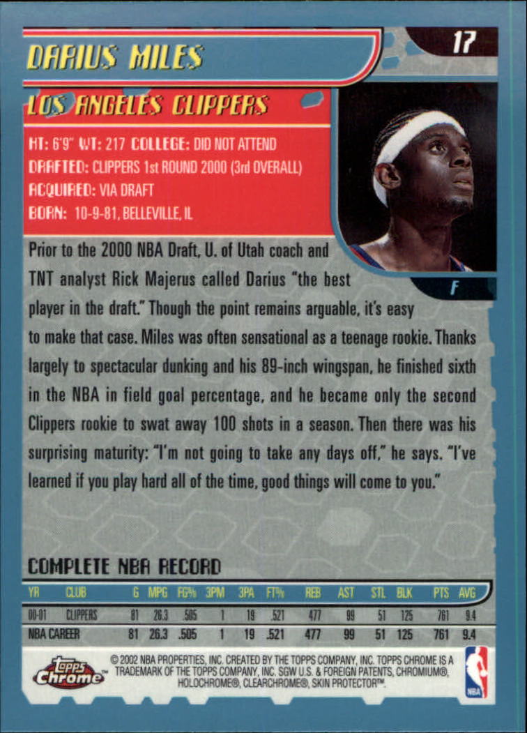 2001-02 Topps Chrome Basketball Card Pick - Picture 29 of 293