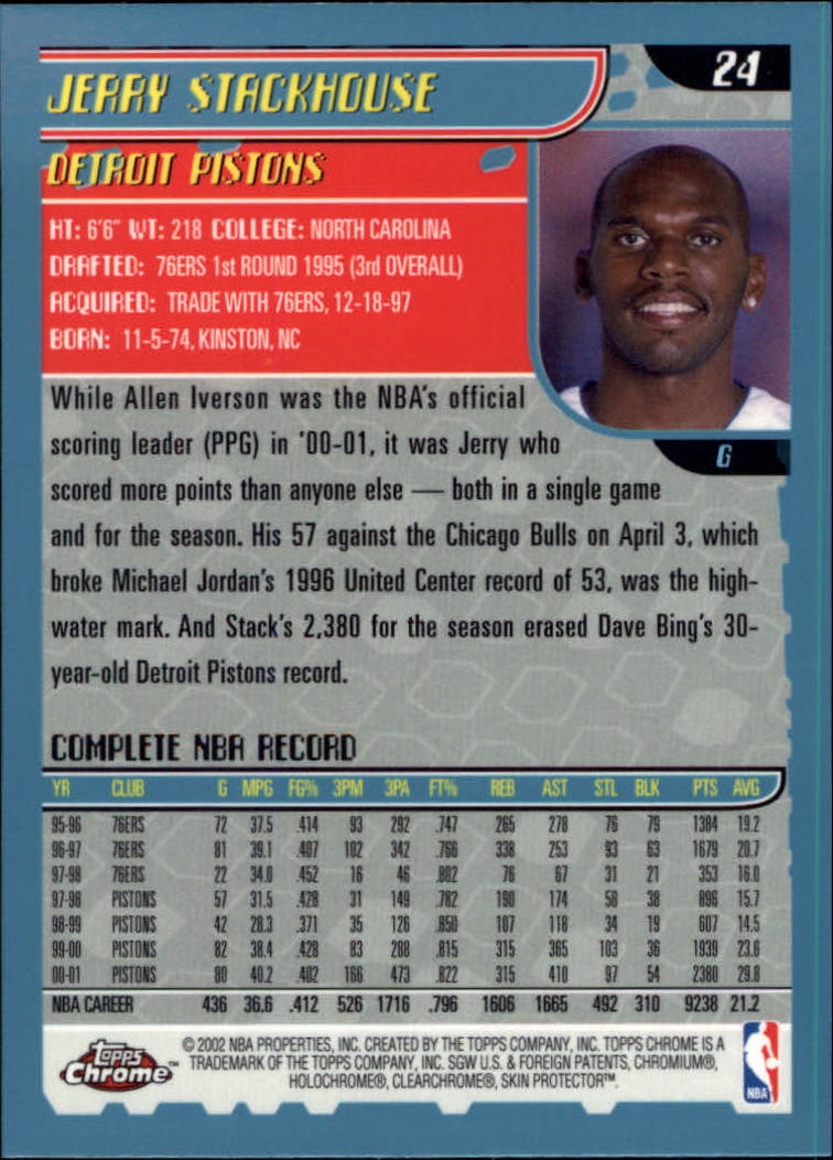 2001-02 Topps Chrome Basketball Card Pick - Picture 41 of 293