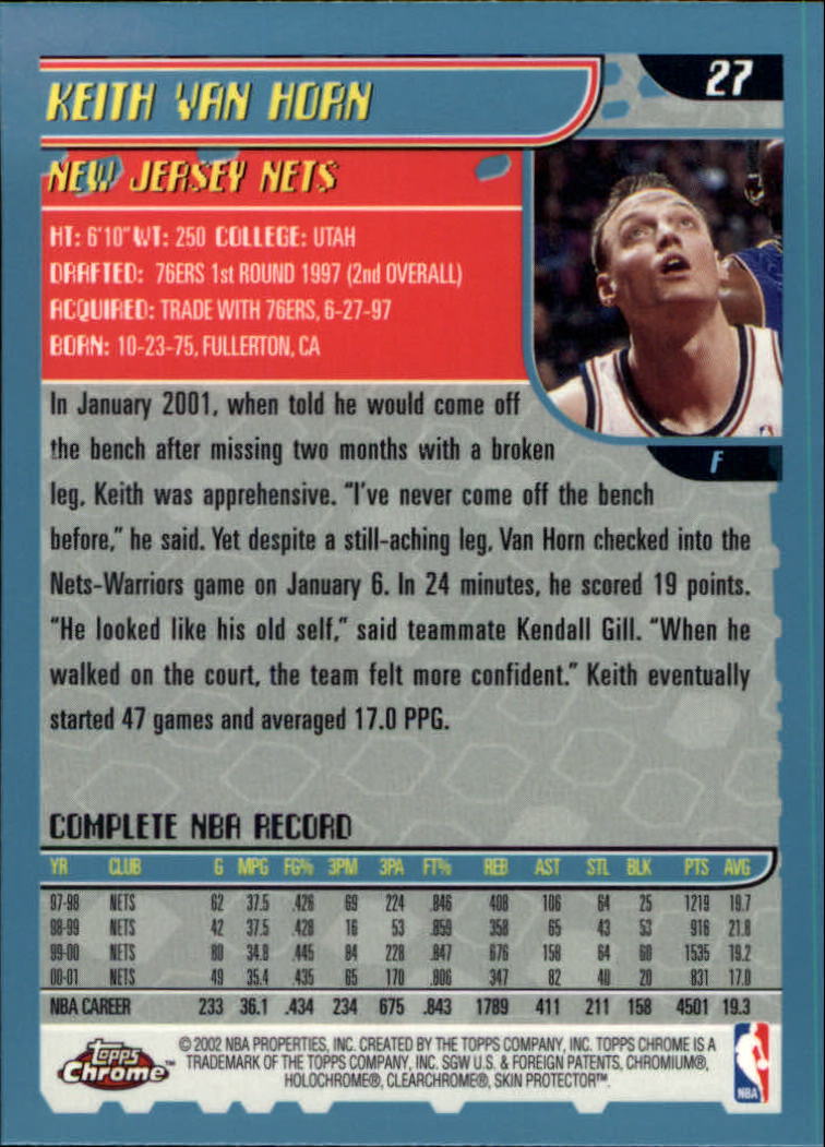 2001-02 Topps Chrome Basketball Card Pick - Picture 47 of 293