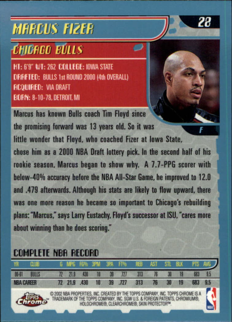 2001-02 Topps Chrome Basketball Card Pick - Picture 49 of 293
