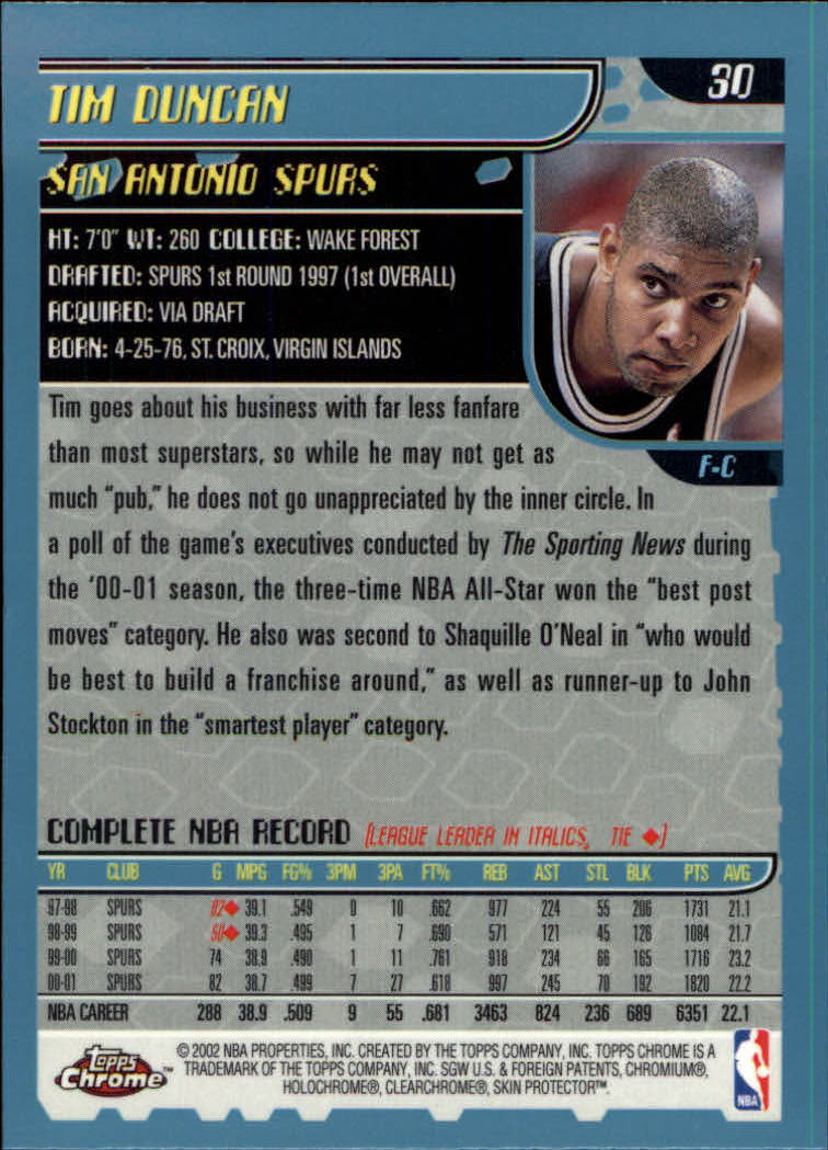 2001-02 Topps Chrome Basketball Card Pick - Picture 53 of 293
