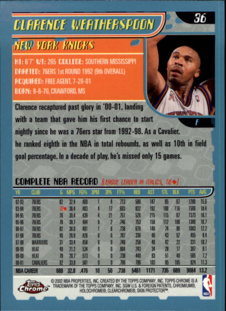 2001-02 Topps Chrome Basketball Card Pick - Picture 63 of 293