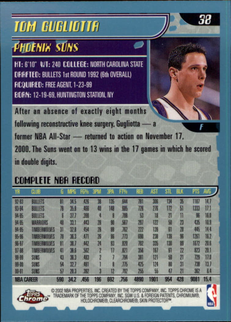 2001-02 Topps Chrome Basketball Card Pick - Picture 67 of 293