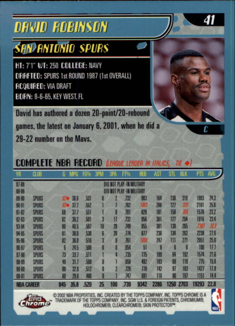 2001/2002 Topps Chrome Basketball Part 1 Main Set Cards - Picture 77 of 321