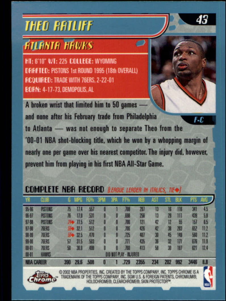 2001-02 Topps Chrome Basketball Card Pick - Picture 75 of 293