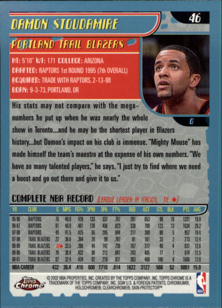 2001-02 Topps Chrome Basketball Card Pick - Picture 81 of 293