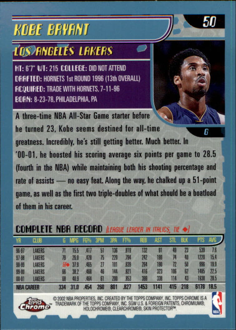 2001/2002 Topps Chrome Basketball Part 1 Main Set Cards - Picture 95 of 321