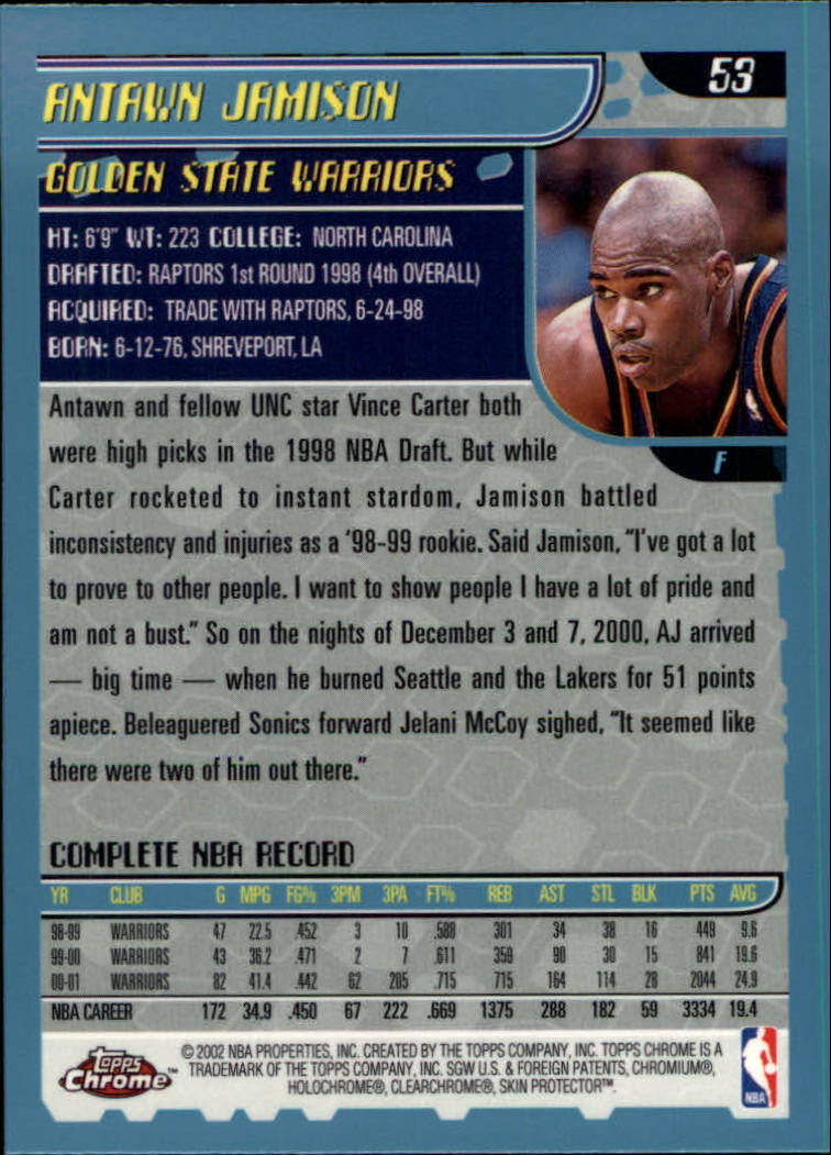 2001-02 Topps Chrome Basketball Card Pick - Picture 91 of 293