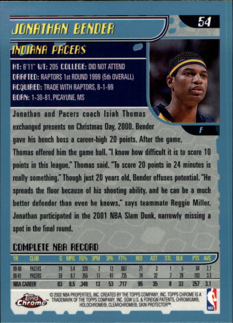 2001-02 Topps Chrome Basketball Card Pick - Picture 93 of 293