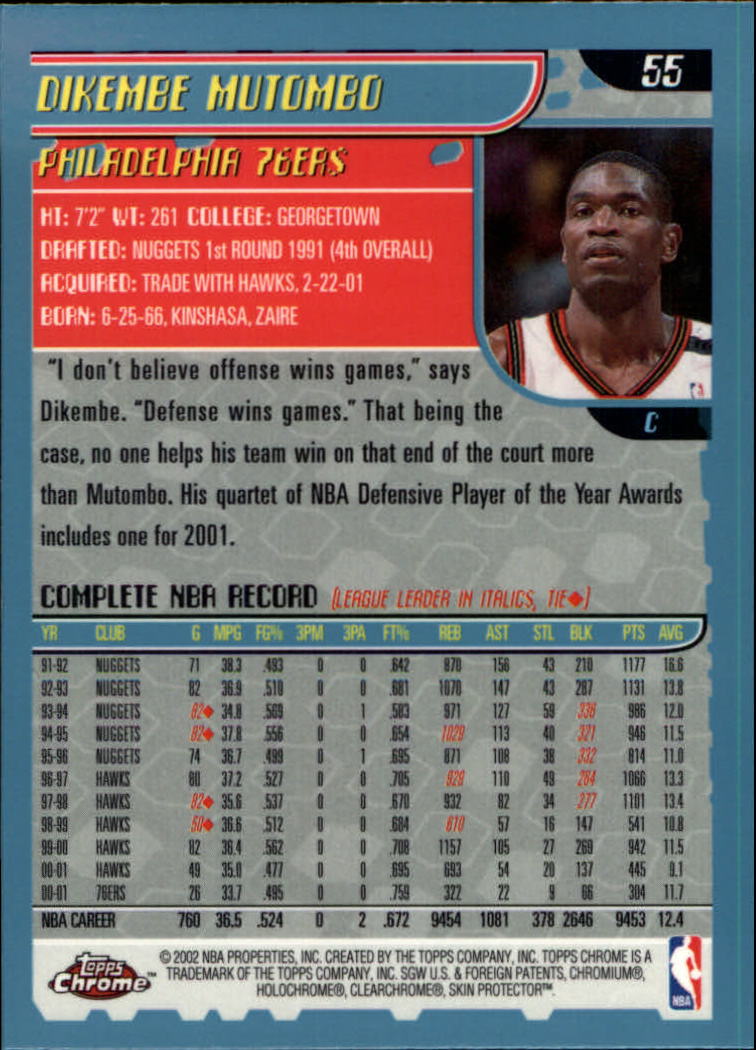 2001-02 Topps Chrome Basketball Card Pick - Picture 95 of 293