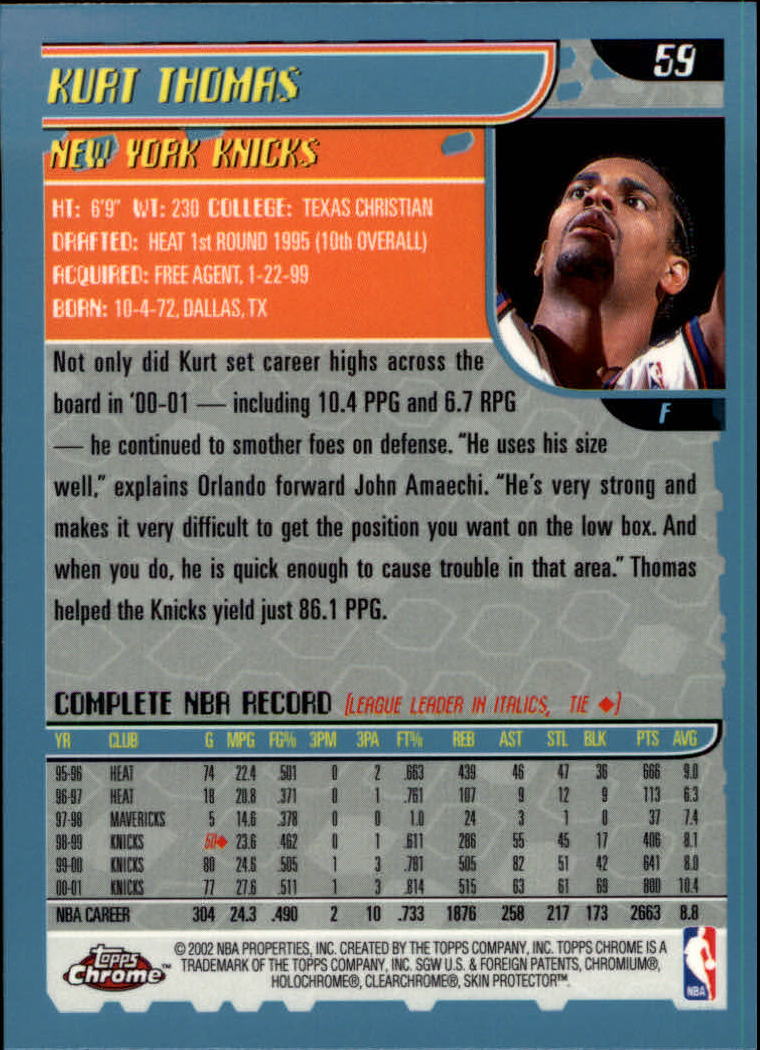 2001-02 Topps Chrome Basketball Card Pick - Picture 103 of 293