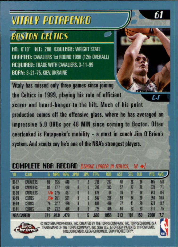 2001-02 Topps Chrome Basketball Card Pick - Picture 107 of 293