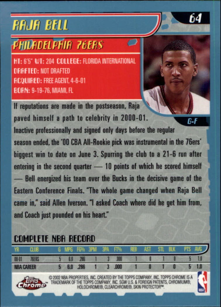 2001-02 Topps Chrome Basketball Card Pick - Picture 111 of 293