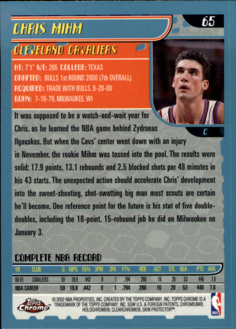 2001-02 Topps Chrome Basketball Card Pick - Picture 113 of 293