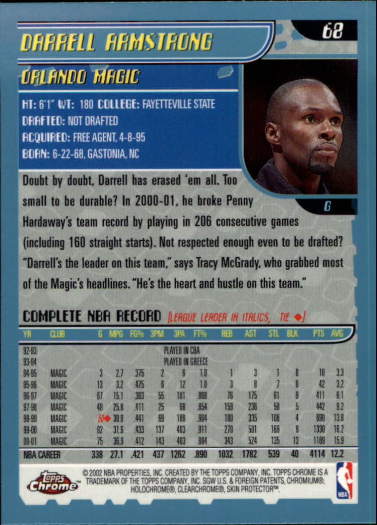 2001-02 Topps Chrome Basketball Card Pick - Picture 117 of 293
