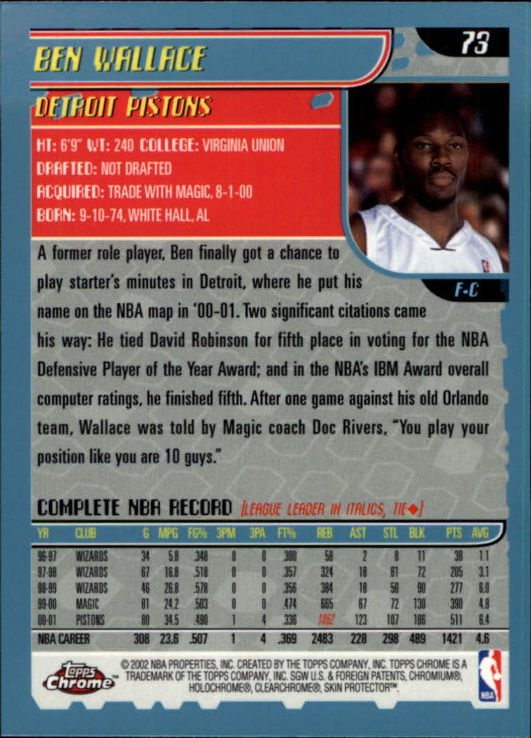 2001-02 Topps Chrome Basketball Card Pick - Picture 127 of 293