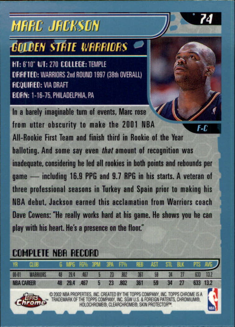 2001-02 Topps Chrome Basketball Card Pick - Picture 129 of 293