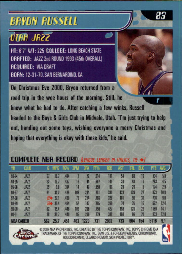 2001-02 Topps Chrome Basketball Card Pick - Picture 143 of 293