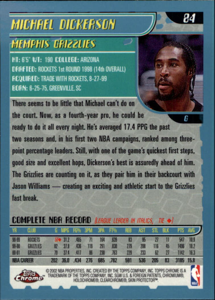 2001-02 Topps Chrome Basketball Card Pick - Picture 145 of 293