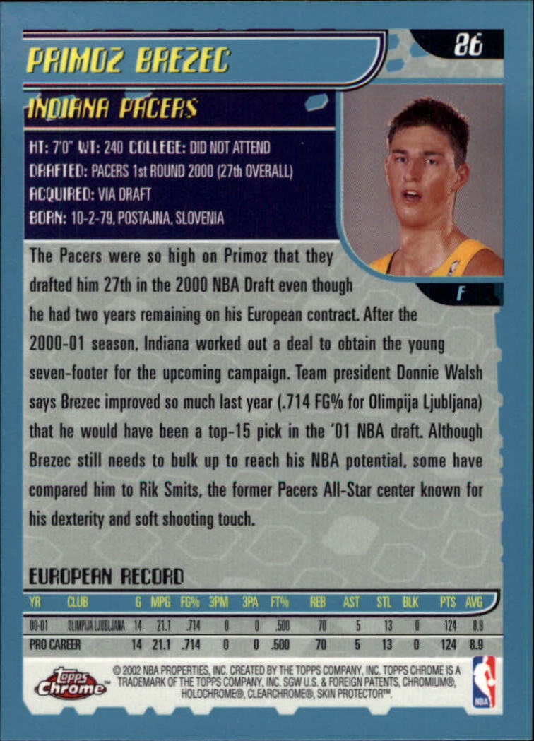 2001-02 Topps Chrome Basketball Card Pick - Picture 149 of 293