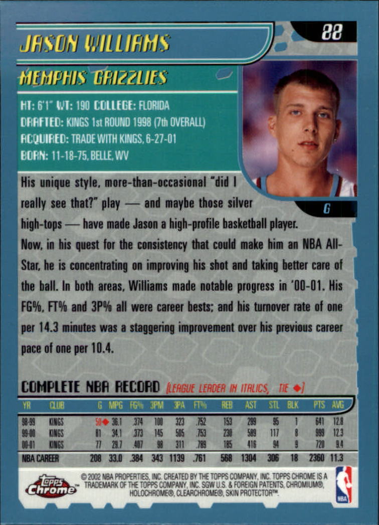 2001-02 Topps Chrome Basketball Card Pick - Picture 153 of 293