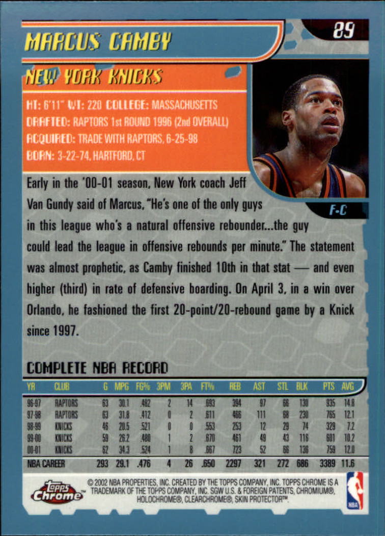 2001-02 Topps Chrome Basketball Card Pick - Picture 155 of 293