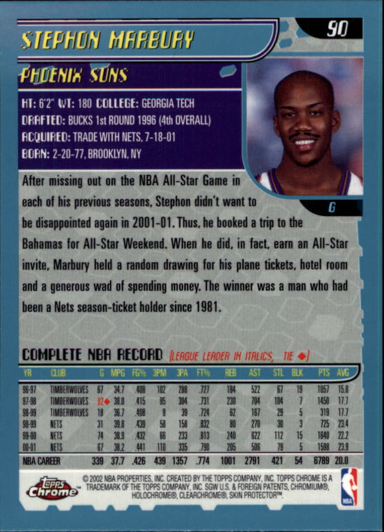 2001/2002 Topps Chrome Basketball Part 1 Main Set Cards - Picture 175 of 321
