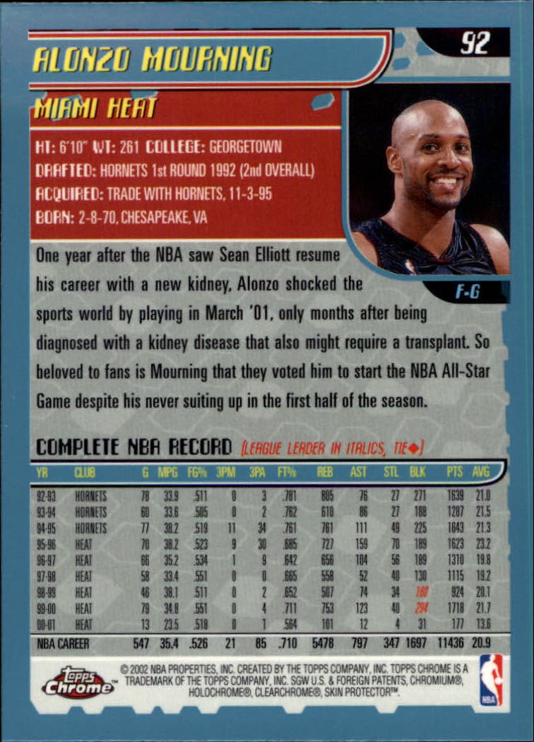 2001-02 Topps Chrome Basketball Card Pick - Picture 159 of 293