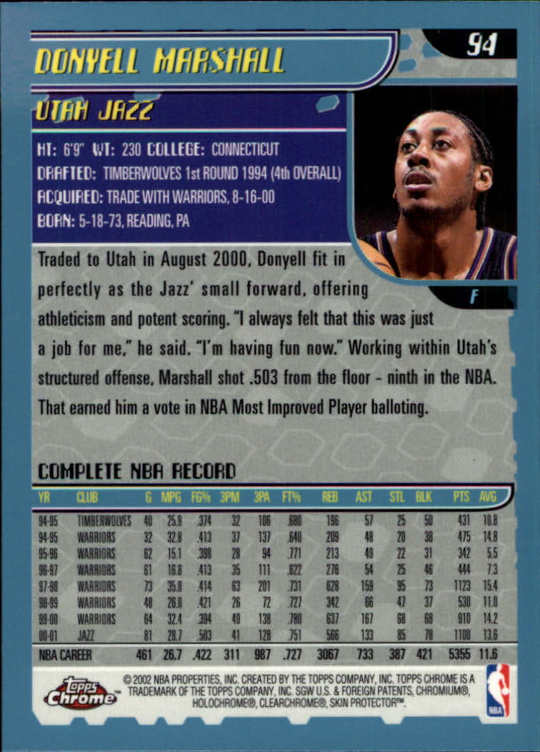2001-02 Topps Chrome Basketball Card Pick - Picture 163 of 293