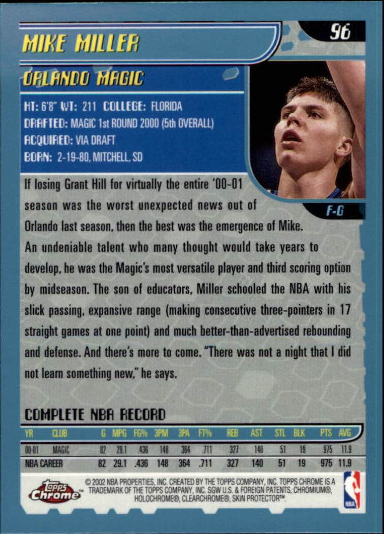 2001-02 Topps Chrome Basketball Card Pick - Picture 165 of 293