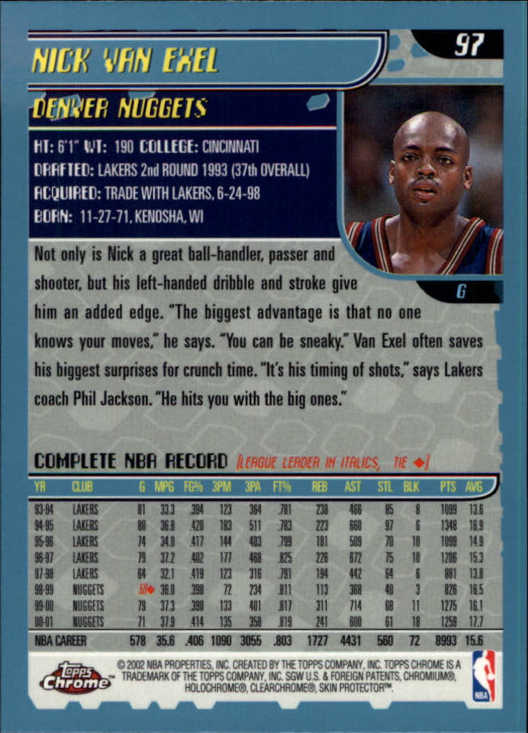2001-02 Topps Chrome Basketball Card Pick - Picture 167 of 293